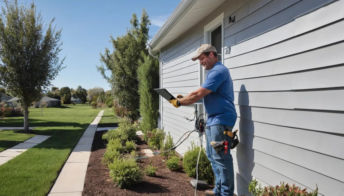 Independent siding installer fitting new vinyl panels on a stucco-and-siding ranch home in the Riverside area
